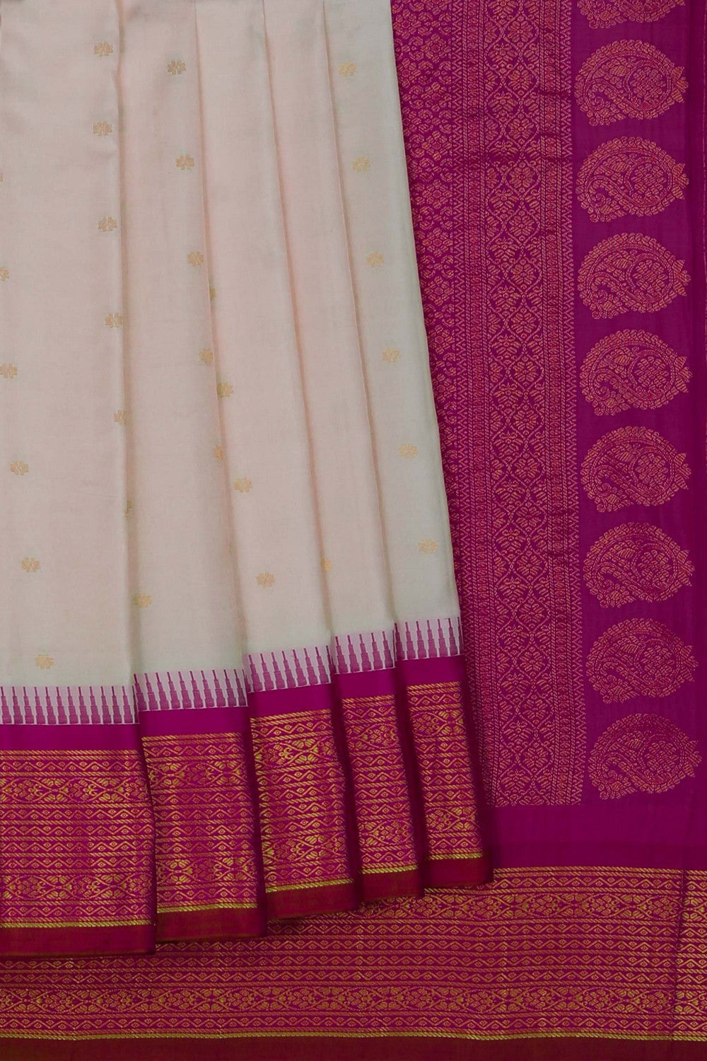 Image of Gadwal Silk Off White Saree